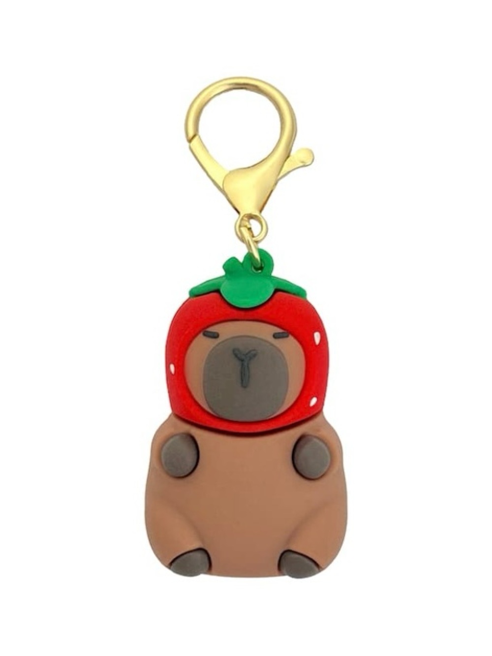 Capybara in Strawberry Hat Bag Charm